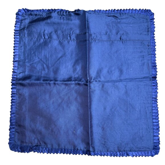 Asian-Inspired Embroidered Dragon Silk Pillow Cover With Blue Ruffled Edges - Picture 3 of 9